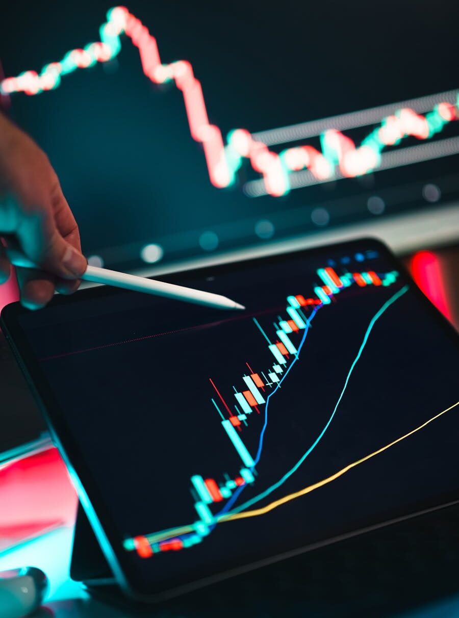 business graph on tablet